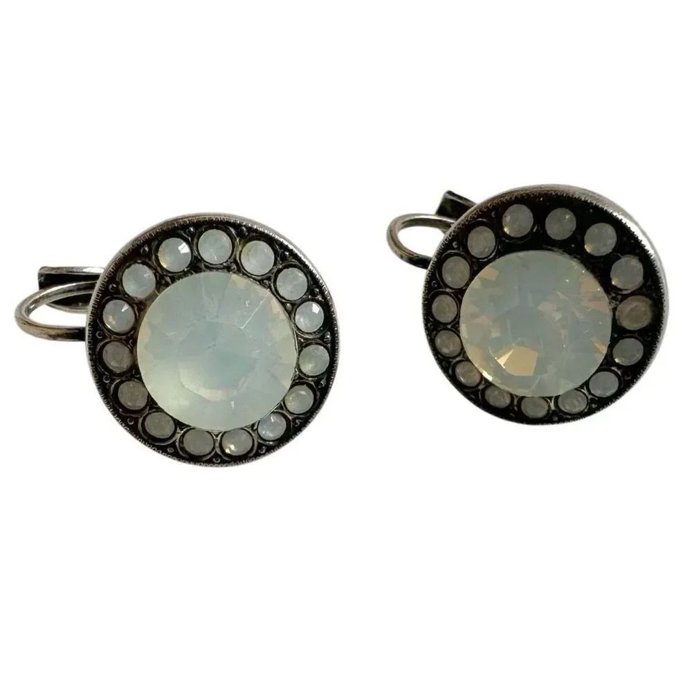 Sterling silver Round Pavé Crystal Earrings